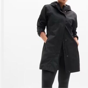 Athleta Black Rainout Sutro Long Trench Coat